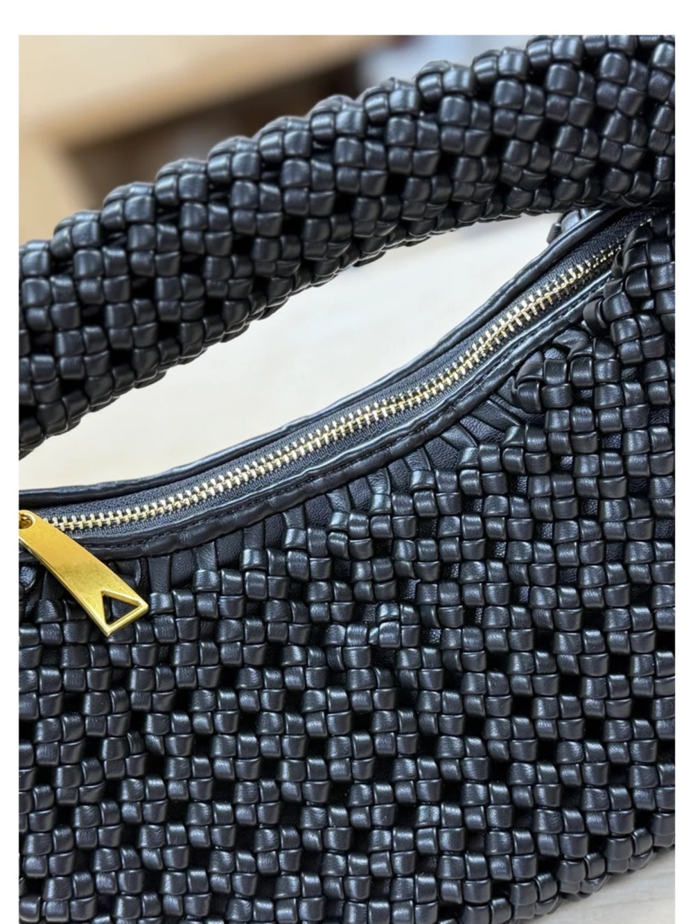 Millie Woven Round Handbag - Black. Brand New, Never Worn.